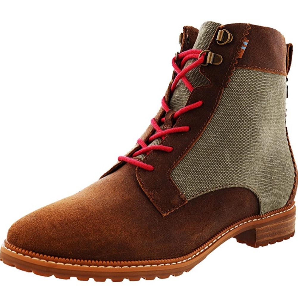TOM’S Nolita Lace-Up Ankle Booties with Pink Contrasting Laces